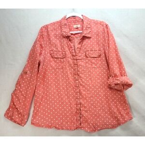 Charter Club Luxury Women's 100% Linen‎ Long Sleeve Roll Tab Button Up Shirt  XL